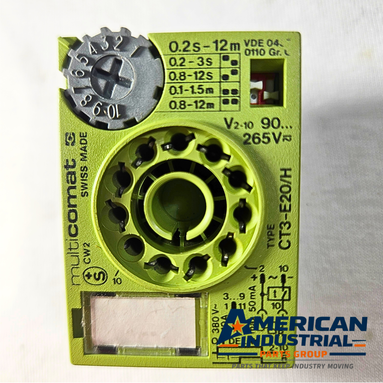 Multicomat CT3-E20/H time delay relay 0.2s-12m 90-265VAC 10A for industrial control panels and automation systems