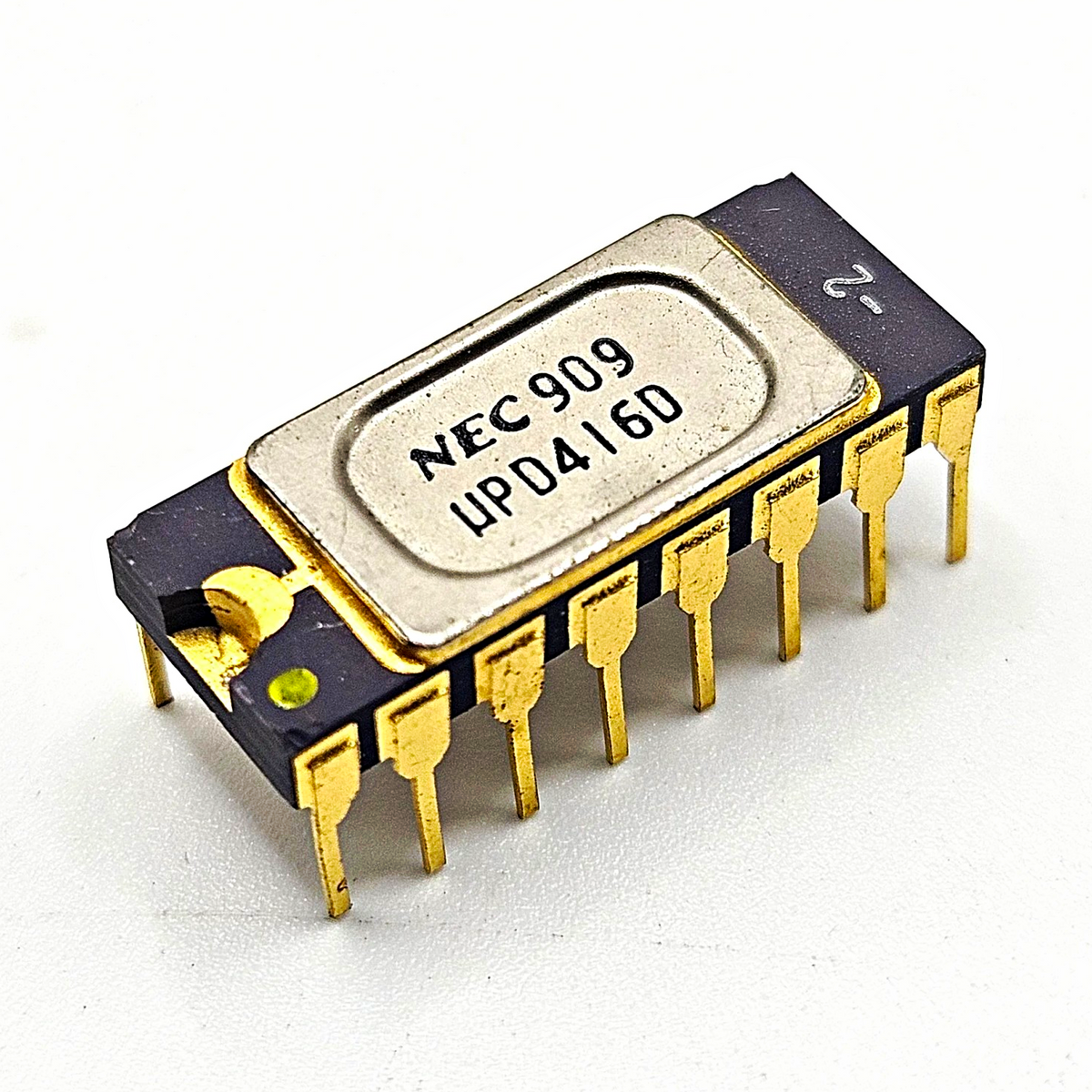 NEC UPD416D-2 16Kx1 200ns dynamic RAM vintage IC in ceramic DIP-16 package for retro computer and legacy electronics repair