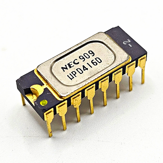 NEC UPD416D-2 16Kx1 200ns dynamic RAM vintage IC in ceramic DIP-16 package for retro computer and legacy electronics repair