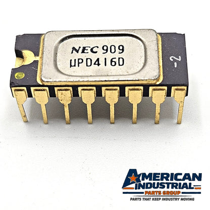 NEC UPD416D-2 16Kx1 200ns dynamic RAM vintage IC in ceramic DIP-16 package for retro computer and legacy electronics repair