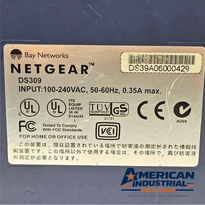 Netgear DS309 9-port dual speed hub 10/100Mbps for network connectivity applications