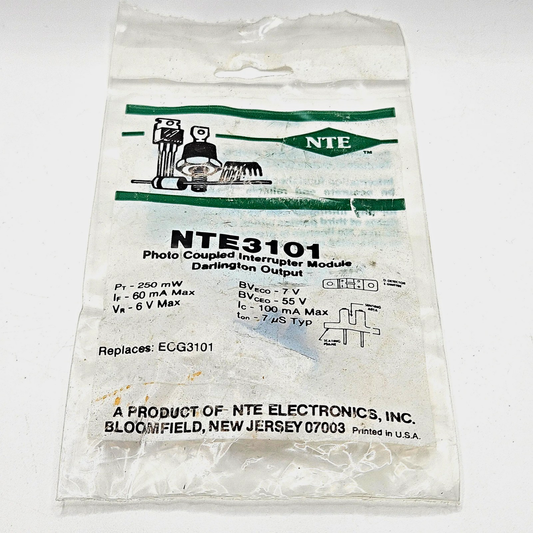 NTE Electronics NTE3101 photo coupled interrupter module NPN Darlington output ECG3101 replacement for sensing and board repair