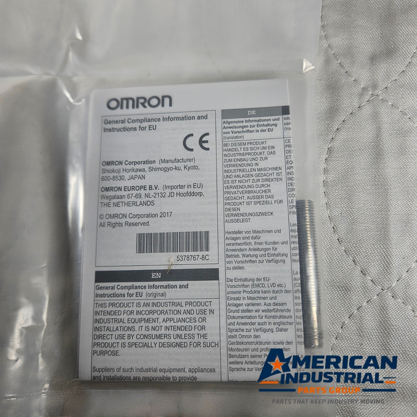 Omron E2E-X2B2L8-M5 inductive proximity sensor PNP NC 0-2mm 10-30VDC M8 for industrial automation systems