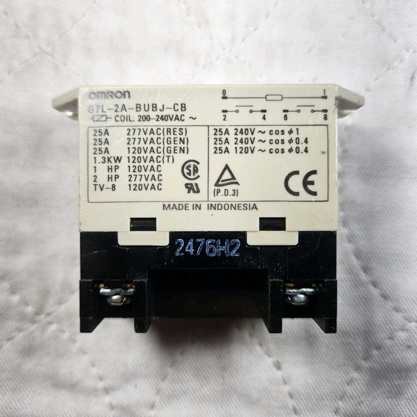 Omron G7L-2A-BUBJ-CB power relay 200-240VAC coil 25A for industrial control panels and automation systems