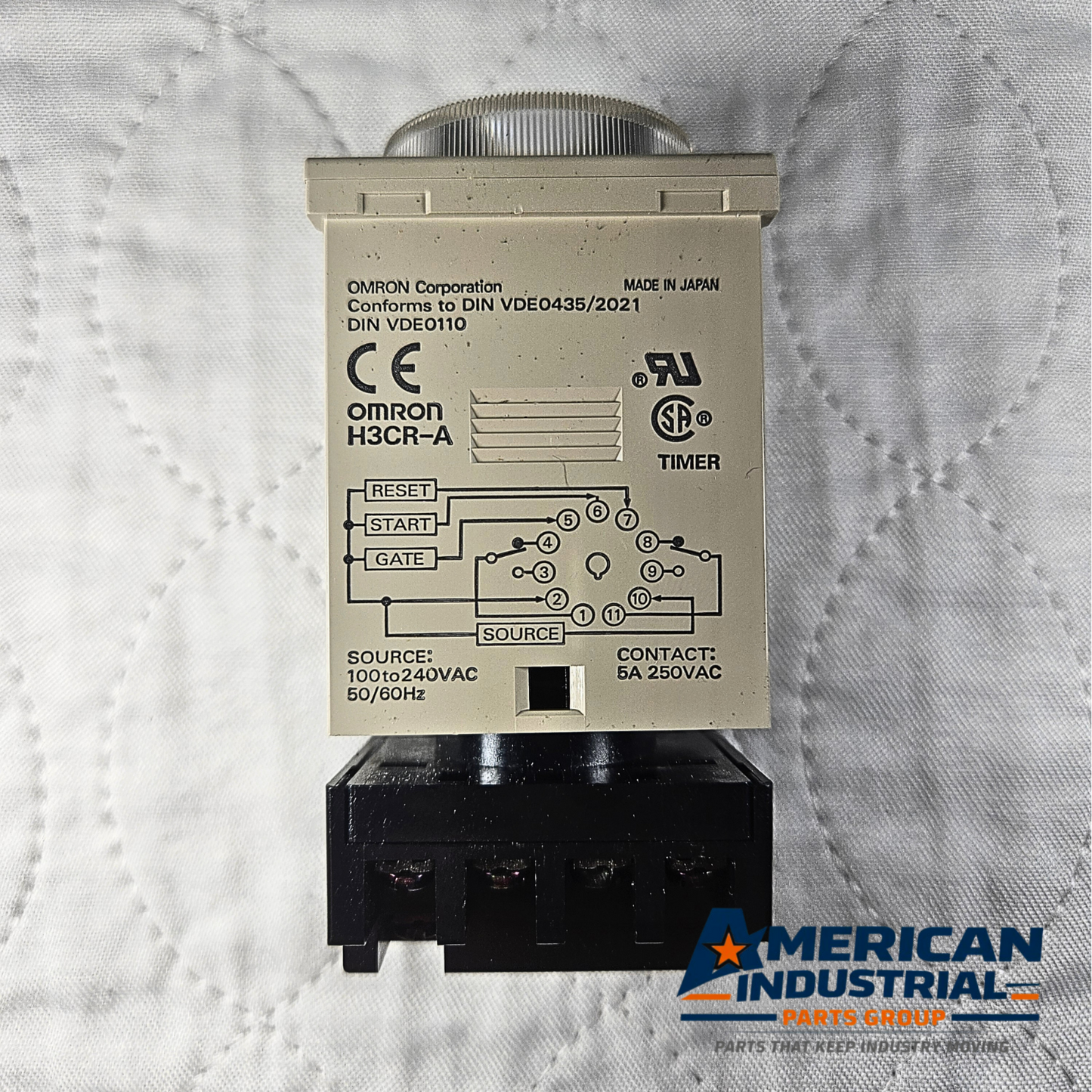 Omron H3CR-A timer relay 100-240VAC 60 minute analog time delay for industrial control panels and automation systems