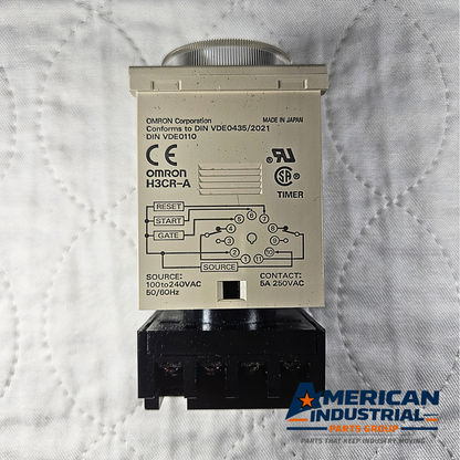 Omron H3CR-A timer relay 100-240VAC 60 minute analog time delay for industrial control panels and automation systems