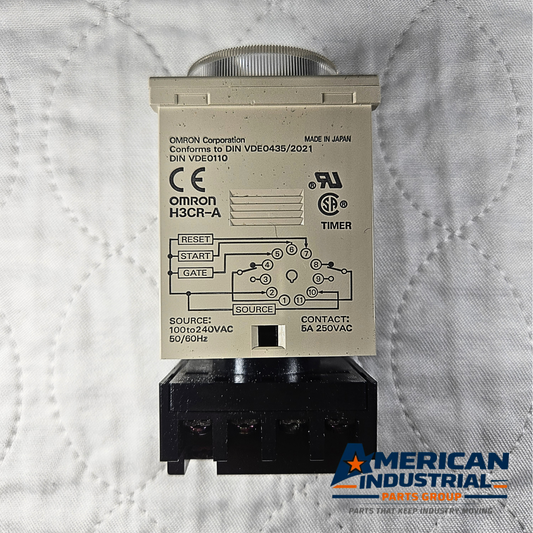 Omron H3CR-A timer relay 100-240VAC 60 minute analog time delay for industrial control panels and automation systems