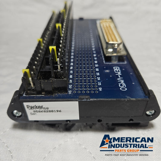 Parker GEM-VM50 breakout board 50-pin to screw terminal DIN rail module for industrial motion control and automation systems
