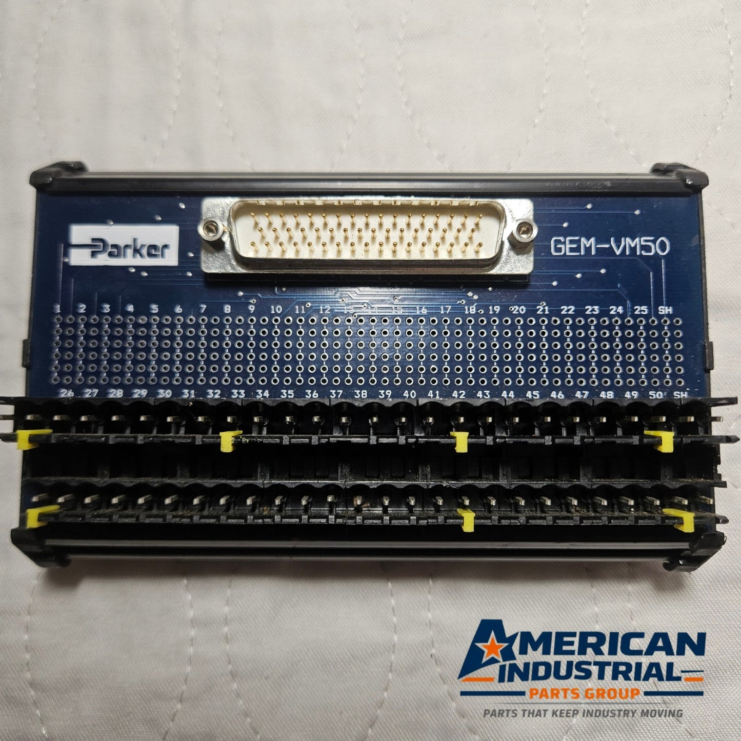 Parker GEM-VM50 breakout board 50-pin to screw terminal DIN rail module for industrial motion control and automation systems