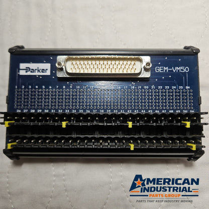 Parker GEM-VM50 breakout board 50-pin to screw terminal DIN rail module for industrial motion control and automation systems
