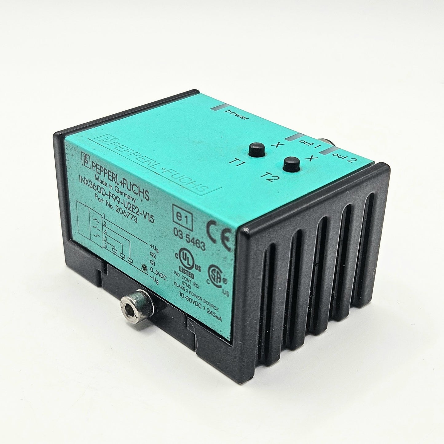 Pepperl and Fuchs INX360D-F99-U2E2-V15 inclination sensor for industrial automation and MRO positioning applications. American Industrial Parts Group.