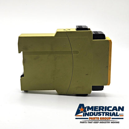 Pilz 777301 PNOZ X2.8P safety relay 24VAC/DC 3 N/O 1 N/C for E-STOP and safety gate monitoring in industrial machinery