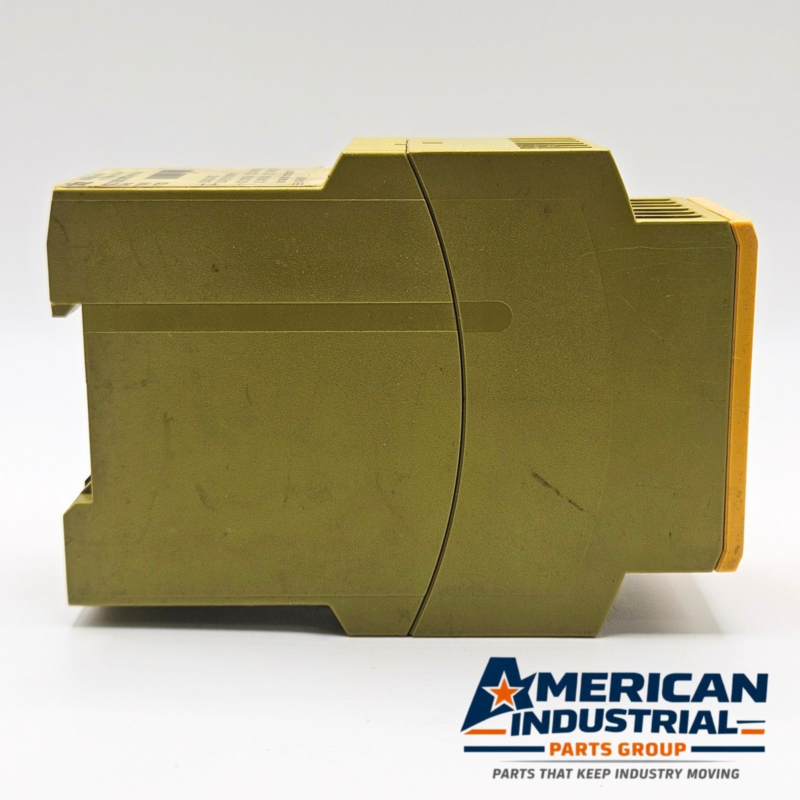 Pilz PNOZ X3 774316 control relay terminal detail, industrial automation MRO 3NO 1NC wiring component. American Industrial Parts Group.