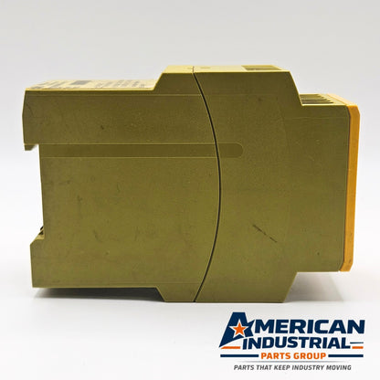 Pilz PNOZ X3 774316 control relay terminal detail, industrial automation MRO 3NO 1NC wiring component. American Industrial Parts Group.