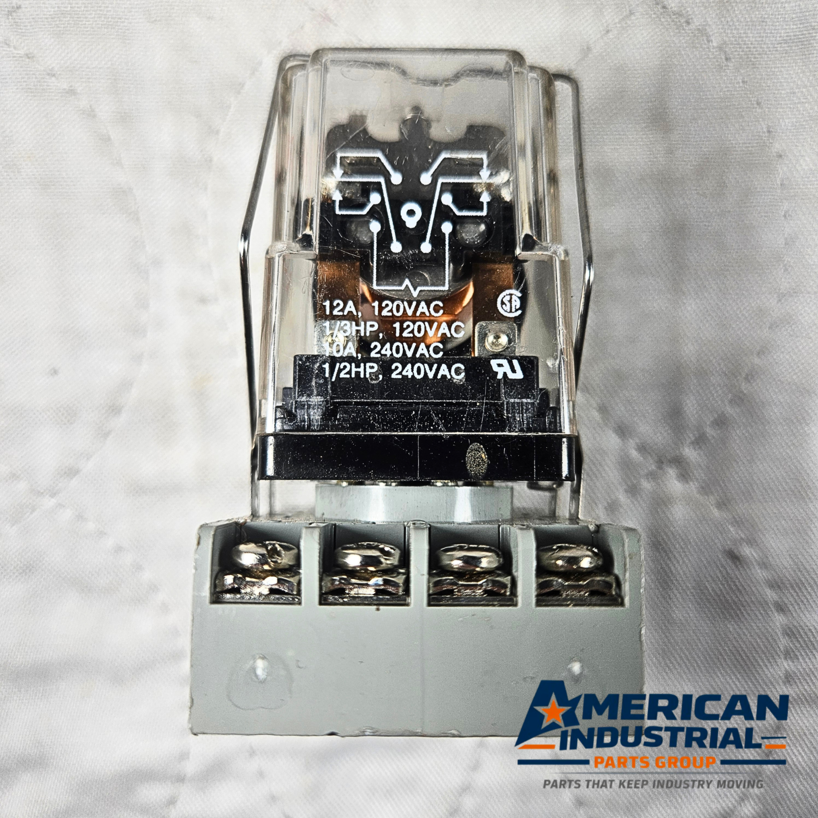 Potter & Brumfield KRPA-11AG-120 relay 120VAC coil 11-pin with base for industrial control panels and automation systems