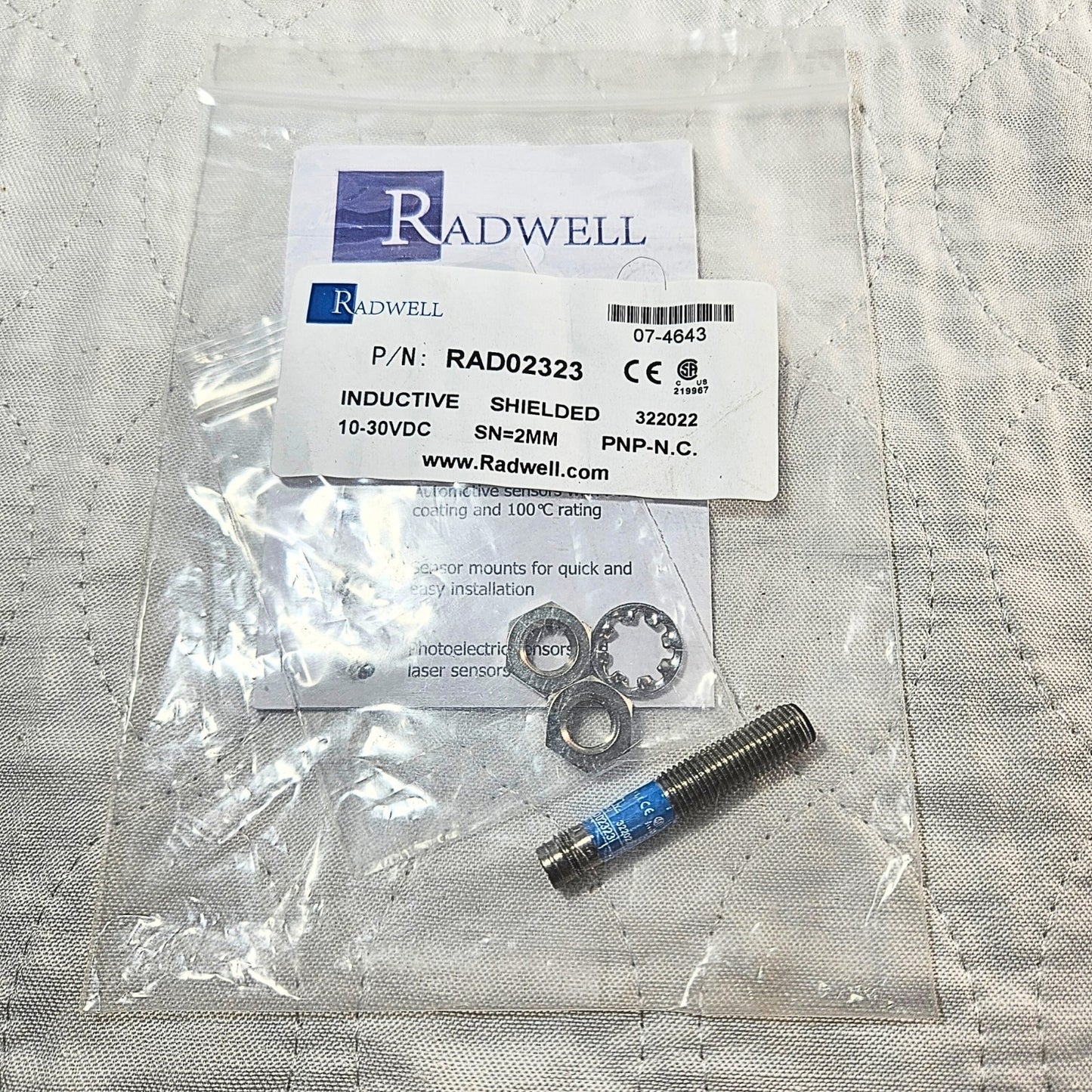 Radwell RAD02323 shielded inductive proximity sensor PNP NC 2mm 10-30VDC for industrial automation systems