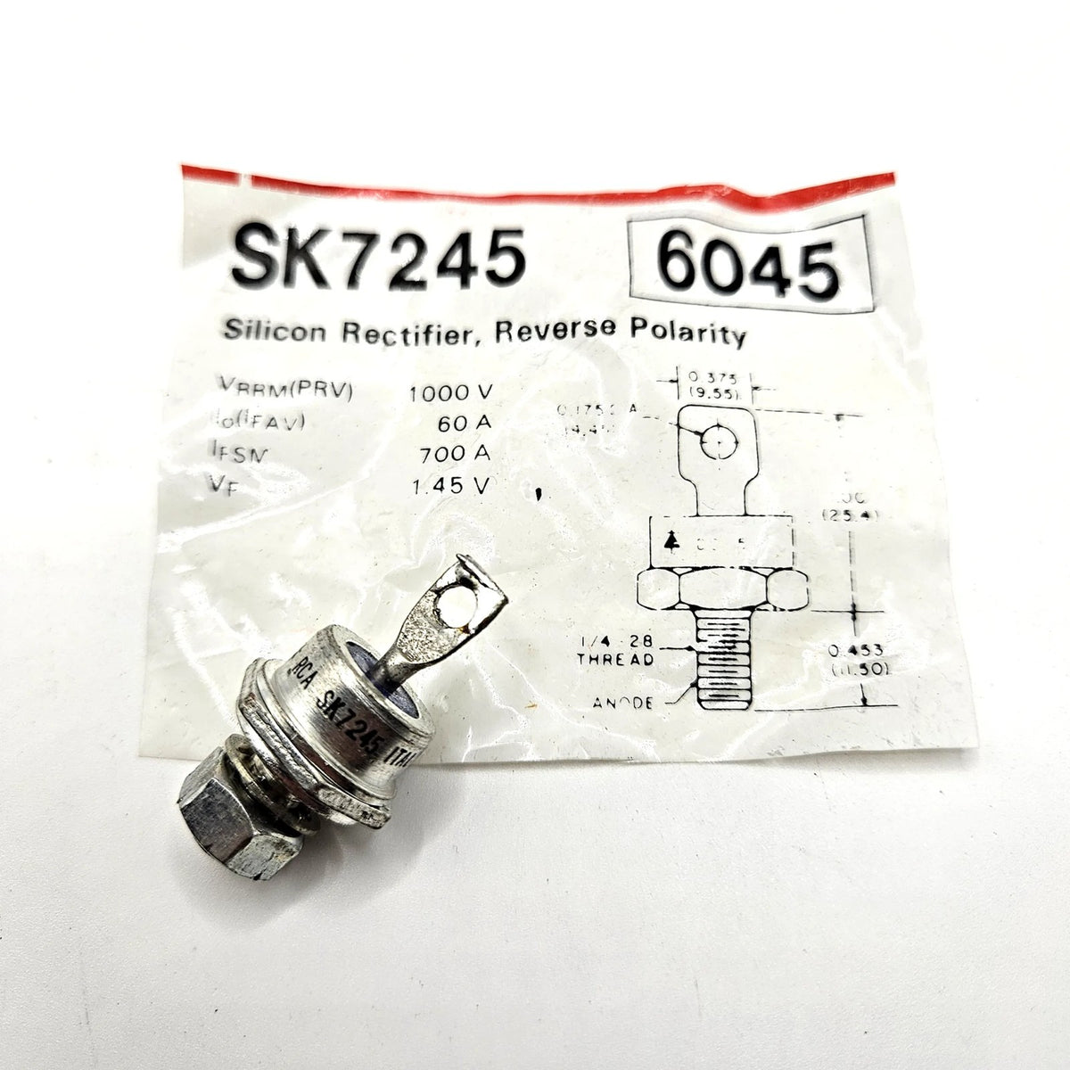 RCA SK7245 60A 1000V silicon stud rectifier DO-5 anode to case NTE6045 ECG6045 cross-reference for power supply and welder repair