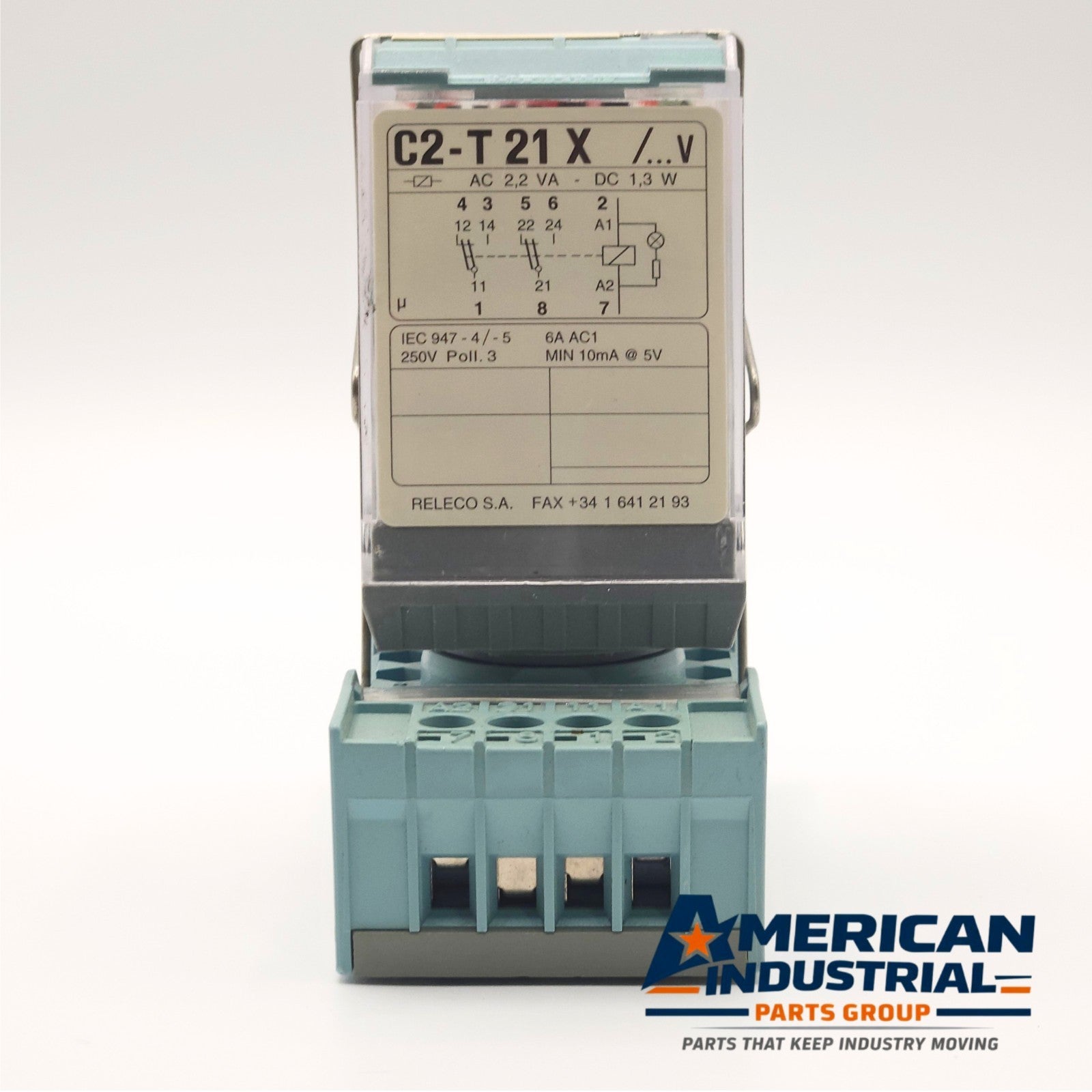 Releco C2-T21X relay with MR-C socket 120VAC coil DPDT for industrial control panels and automation systems