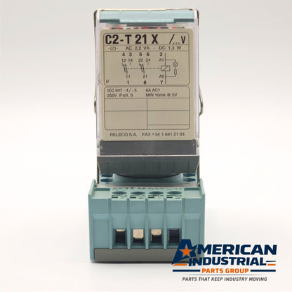 Releco C2-T21X relay with MR-C socket 120VAC coil DPDT for industrial control panels and automation systems
