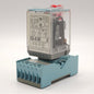 Releco C3-A30 24VDC plug-in relay with S3-B DIN rail socket overview, industrial automation MRO control relay component. American Industrial Parts Group.