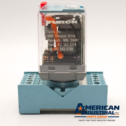 Releco C3-A30 24VDC relay with S3-B socket terminal detail, industrial automation MRO wiring relay component. American Industrial Parts Group.