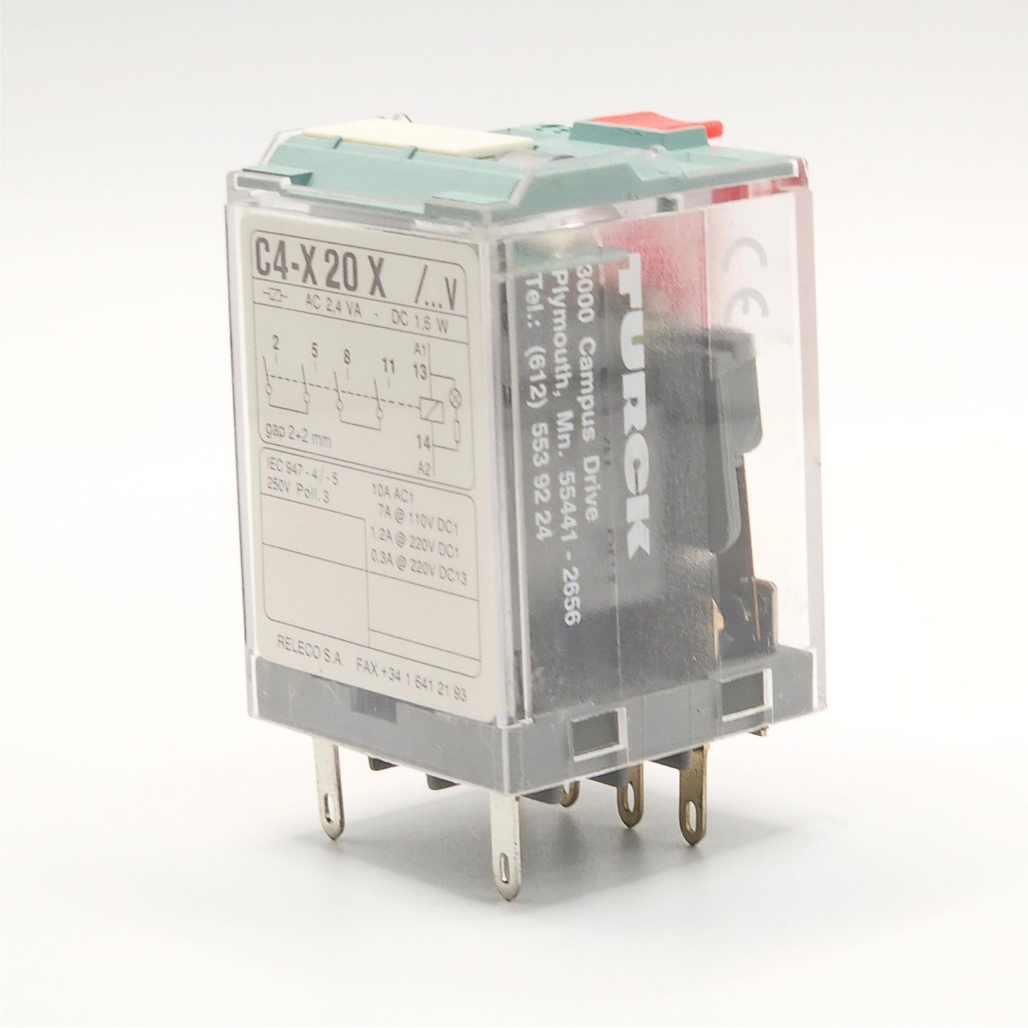 Releco C4-X20X 120VAC coil 4PDT plug-in relay for industrial control panels and automation systems