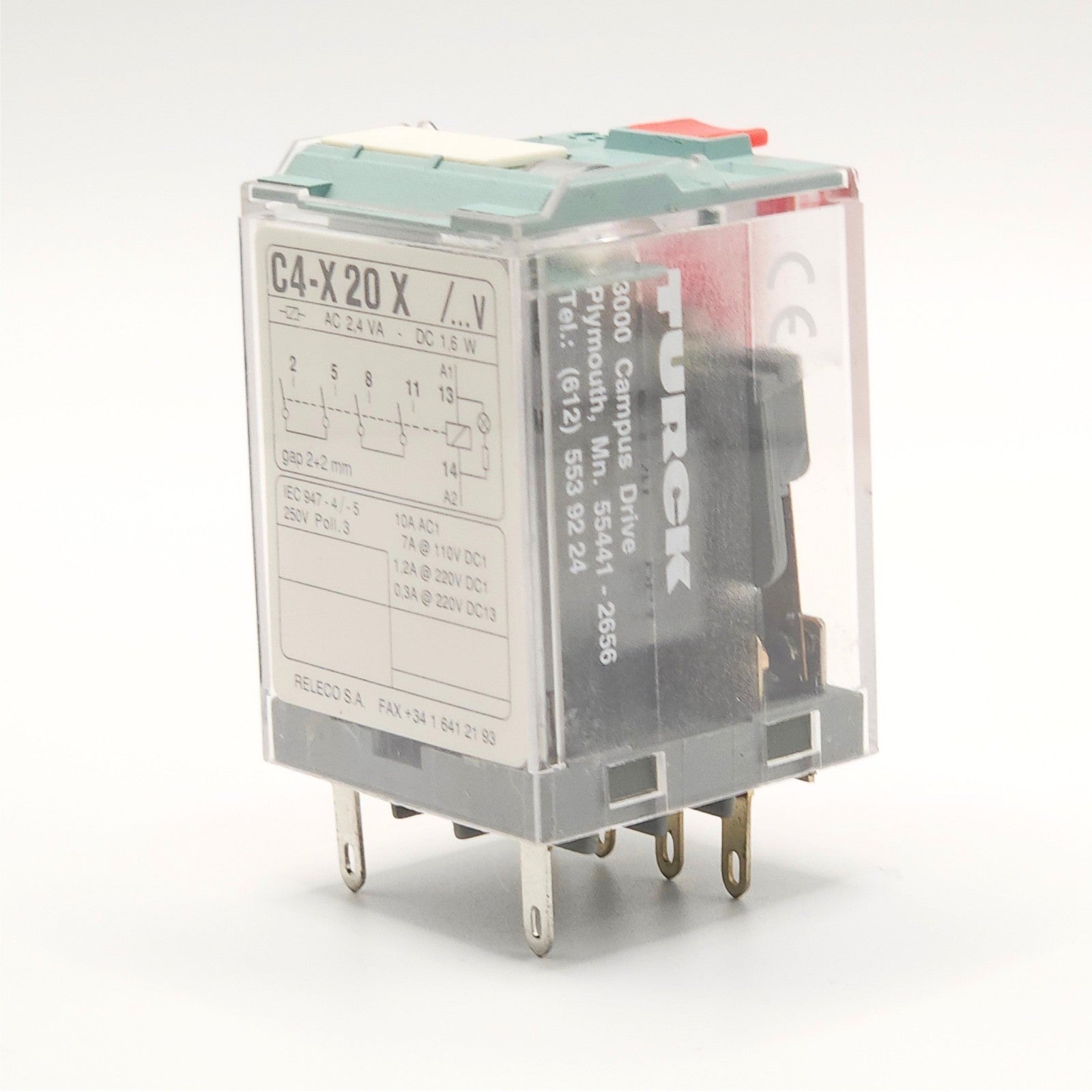 Releco C4-X20X 120VAC coil 4PDT plug-in relay for industrial control panels and automation systems
