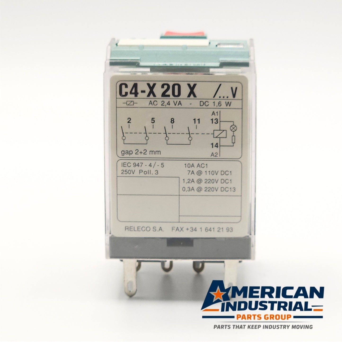 Releco C4-X20X 120VAC coil 4PDT plug-in relay for industrial control panels and automation systems