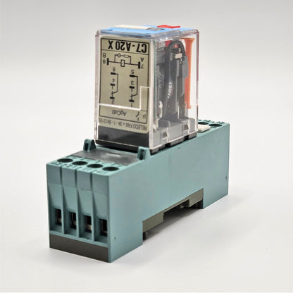 Releco C7-A20X relay with S7-MP socket base 120VAC DIN rail for industrial control panels and automation systems