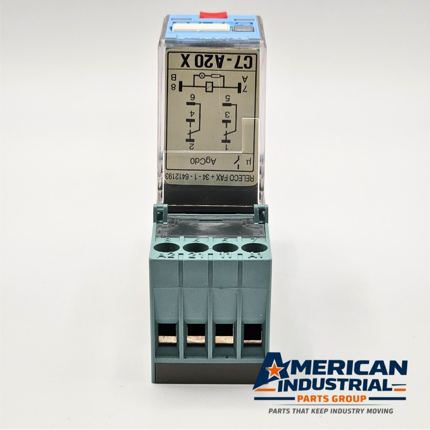 Releco C7-A20X relay with S7-MP socket base 120VAC DIN rail for industrial control panels and automation systems