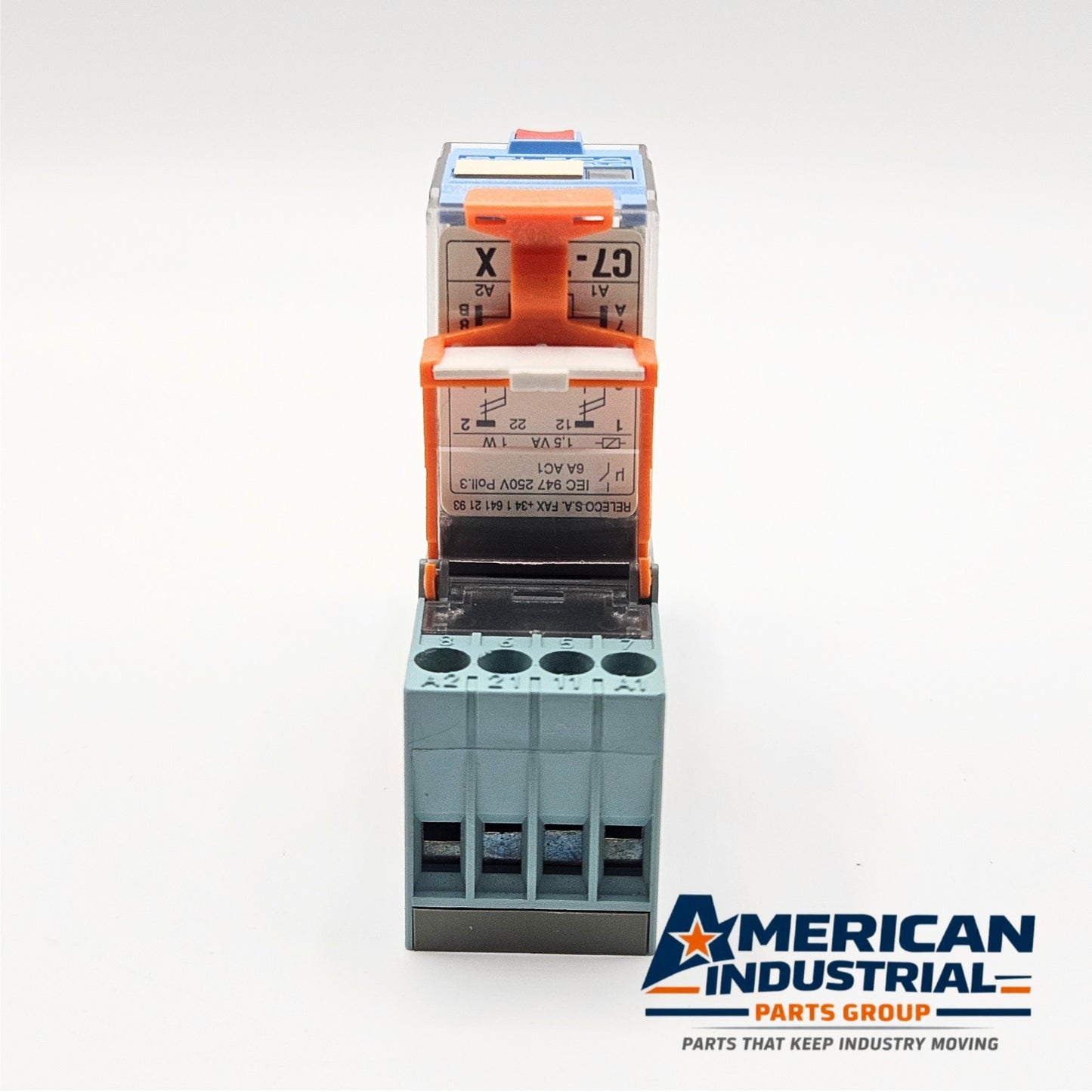 Releco C7-T21X relay 120VAC with S7-MP DIN rail base lot of 5 for industrial control panels and automation systems