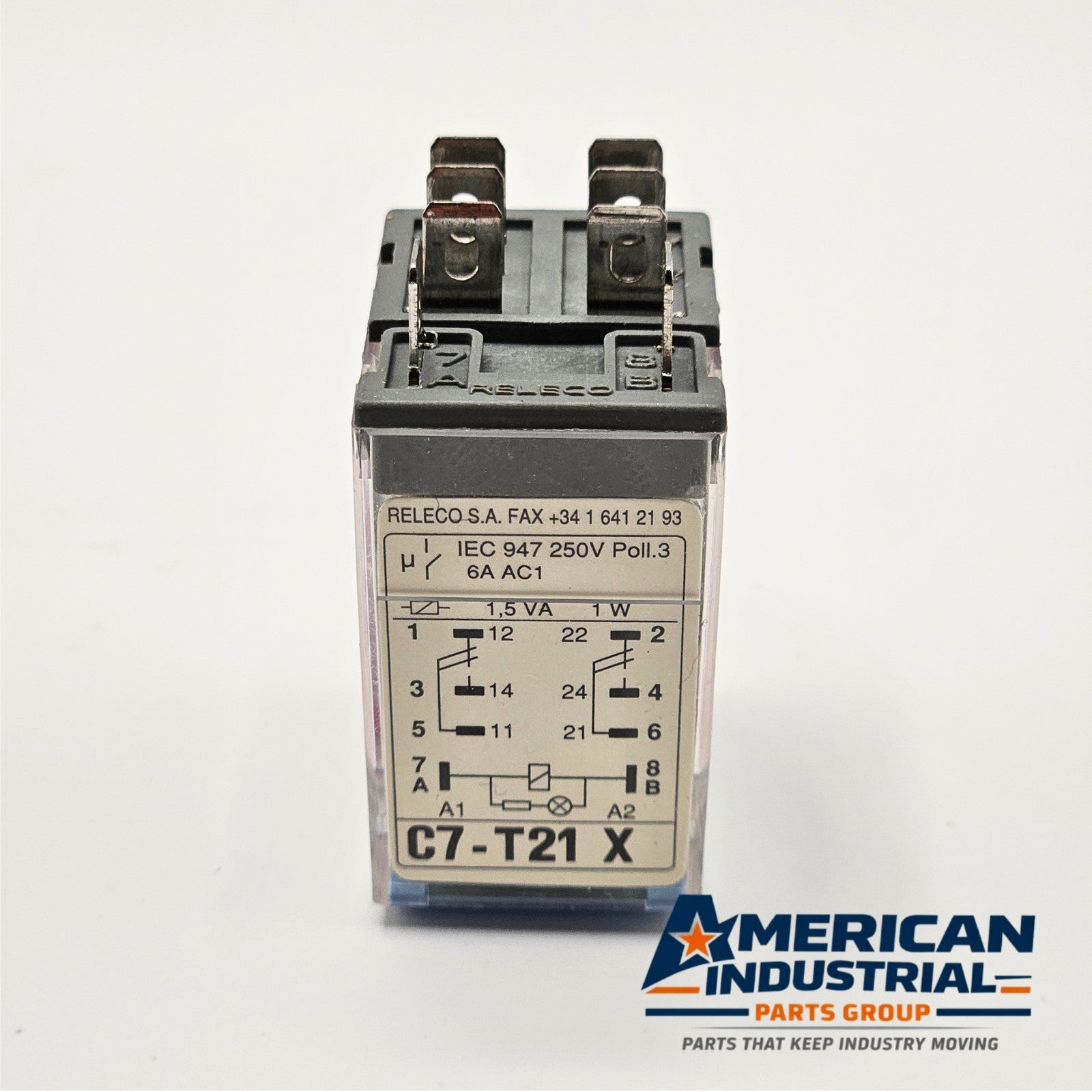 Releco C7-T21X relay 120VAC with S7-MP DIN rail base lot of 5 for industrial control panels and automation systems