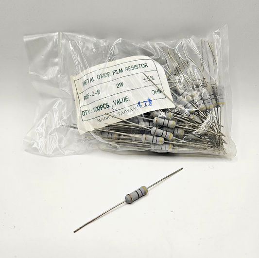 Pack of 100 RSF-2-B 47 ohm 2W 5% metal oxide film axial resistors new for circuit board repair and replacement