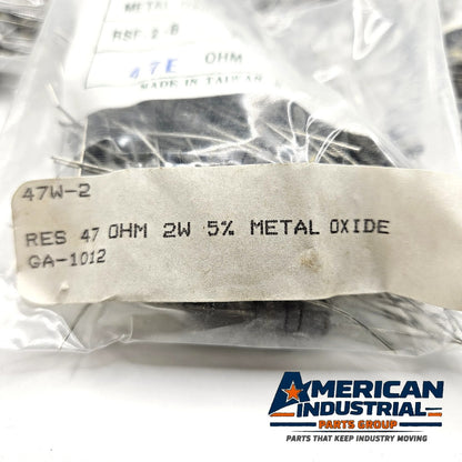 Pack of 100 RSF-2-B 47 ohm 2W 5% metal oxide film axial resistors new for circuit board repair and replacement