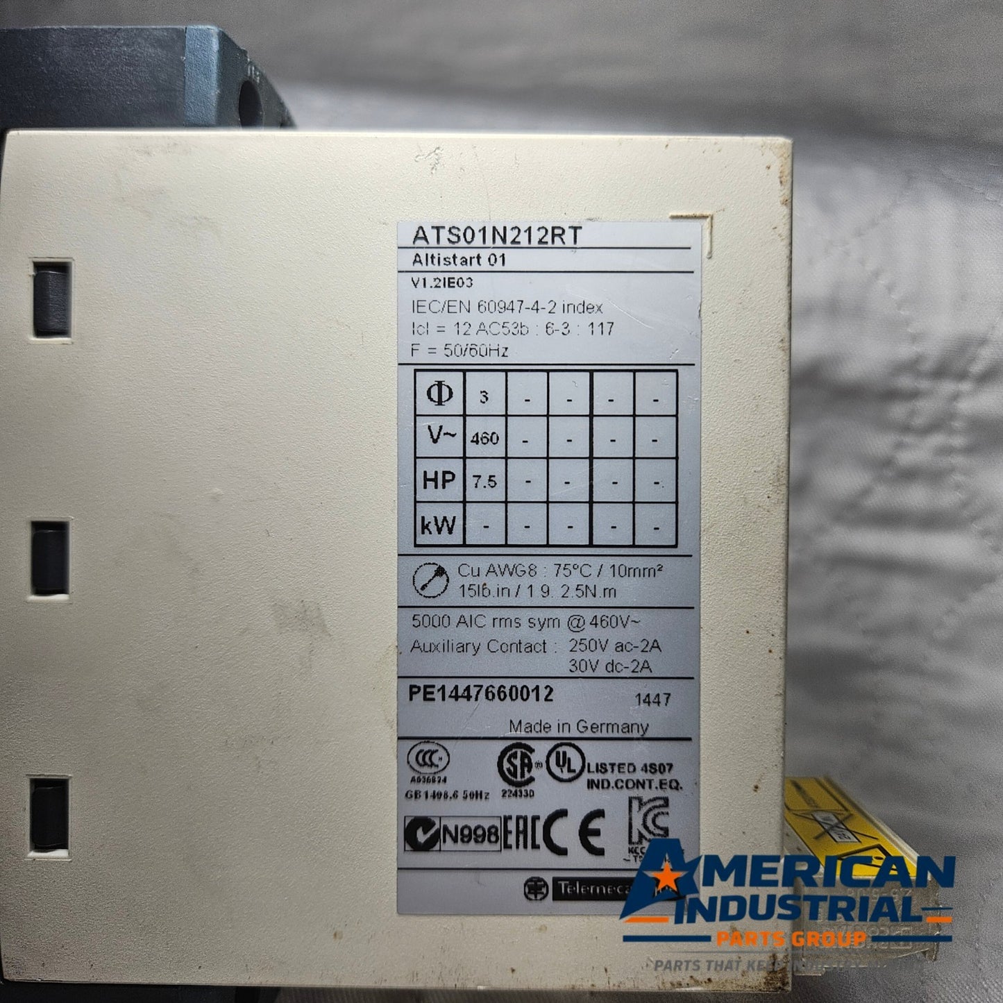 Schneider Electric Altistart ATS01N212RT soft starter 480V for motor control and industrial automation systems