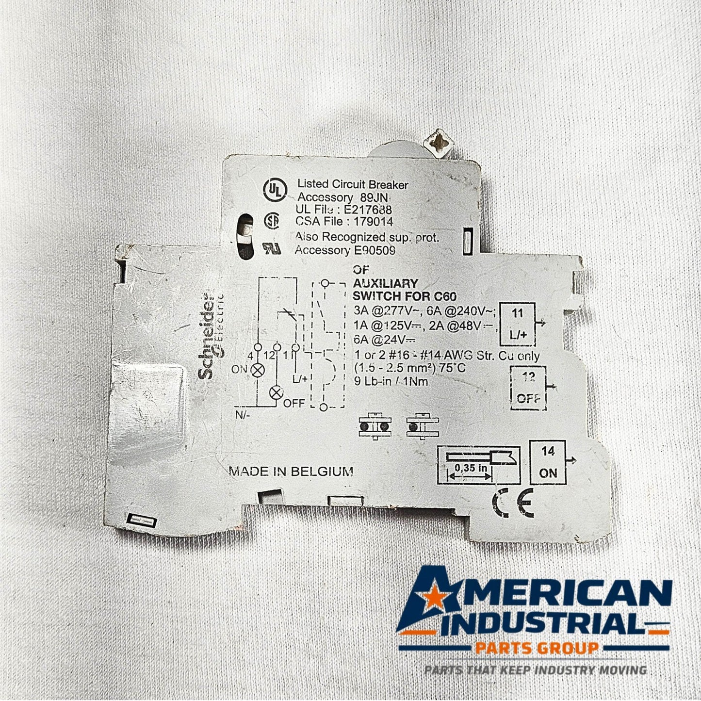 Schneider Electric C60 89JN auxiliary switch for Multi 9 C60 circuit breakers and industrial electrical panels