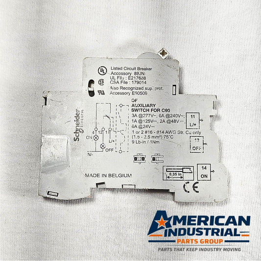 Schneider Electric C60 89JN auxiliary switch for Multi 9 C60 circuit breakers and industrial electrical panels