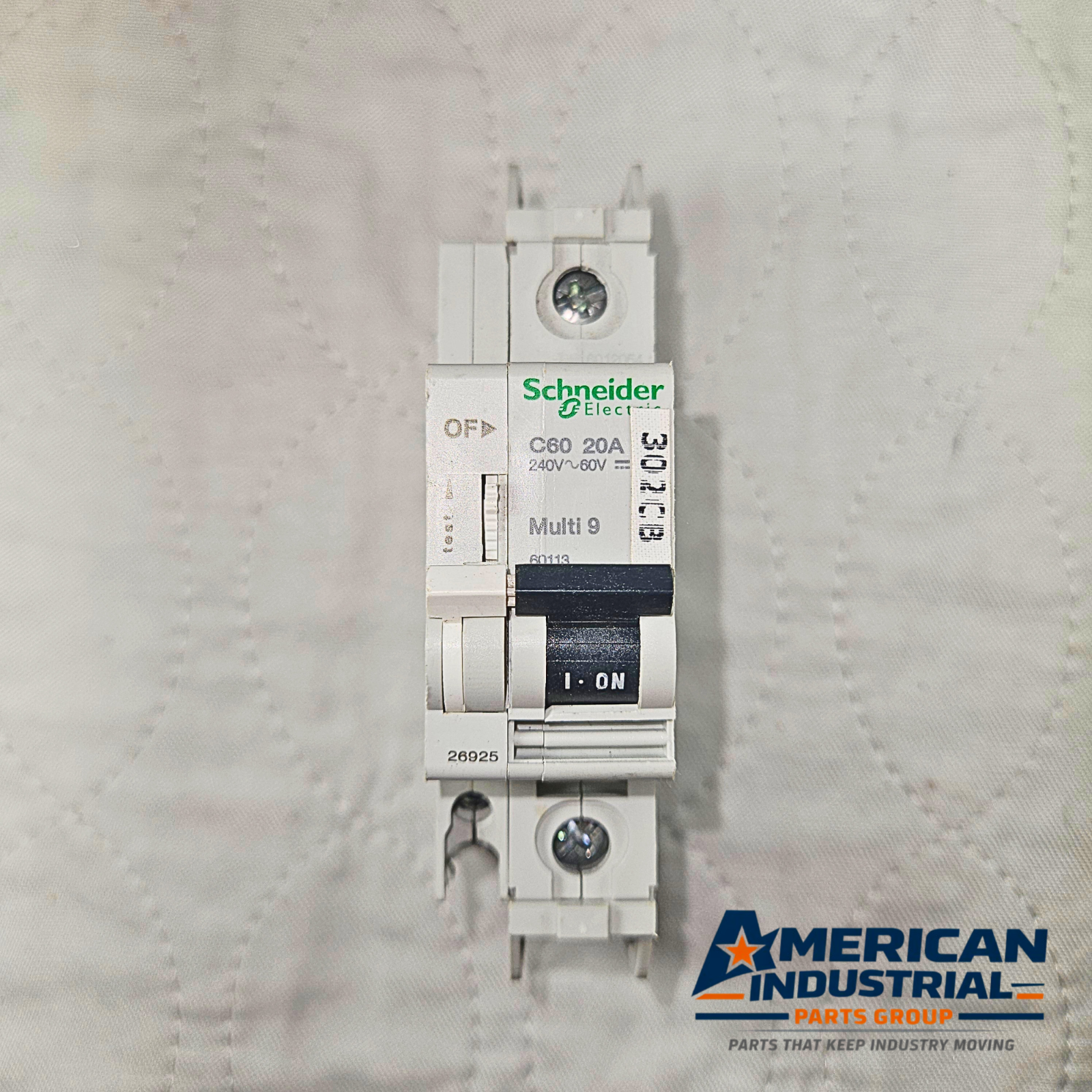 Schneider Electric Multi 9 C60 circuit breaker with auxiliary contact for industrial automation and MRO electrical panel applications. American Industrial Parts Group.