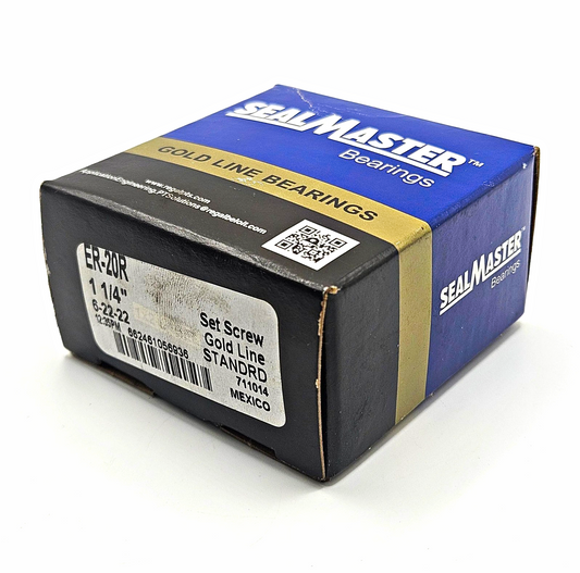 Sealmaster ER-20R Gold Line set screw ball bearing insert 1-1/4 inch bore for industrial shaft support and MRO replacement