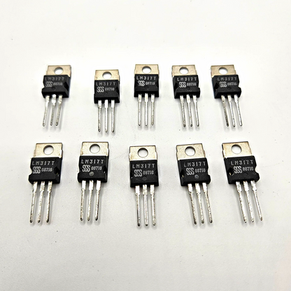 Lot of 10 SGS LM317T adjustable positive voltage regulators 1.2-37V 1.5A TO-220 new old stock