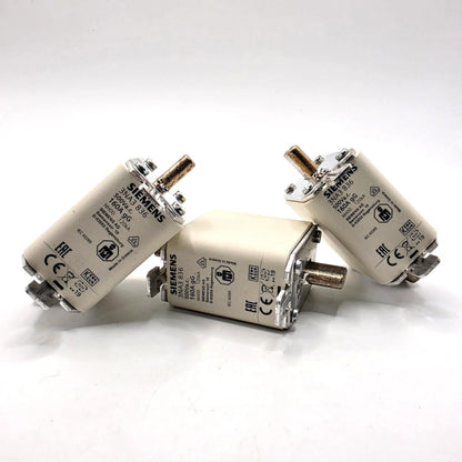 Lot of 3 Siemens SENTRON 3NA3836 NH00 160A 500VAC gG HRC blade fuses for power distribution protection from American Industrial Parts Group