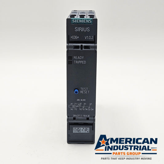 Siemens 3RN2012-1BA30 SIRIUS Thermistor Motor Relay industrial automation/MRO motor protection relay component. American Industrial Parts Group.