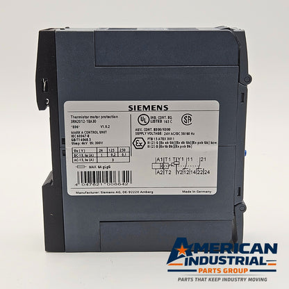 Siemens 3RN2012-1BA30 SIRIUS Thermistor Motor Relay industrial automation/MRO motor protection relay component. American Industrial Parts Group.