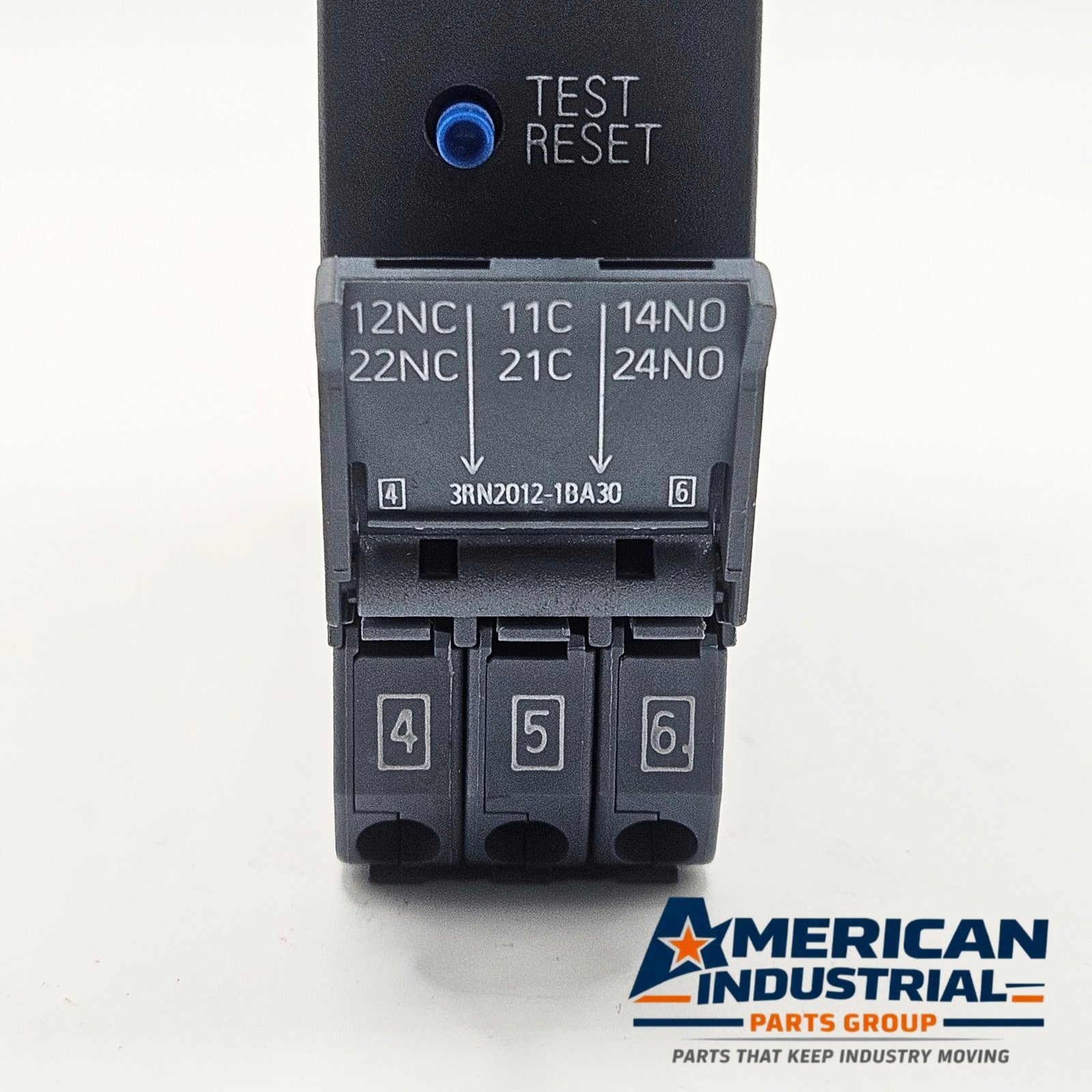 Siemens 3RN2012-1BA30 SIRIUS Thermistor Motor Relay industrial automation/MRO motor protection relay component. American Industrial Parts Group.