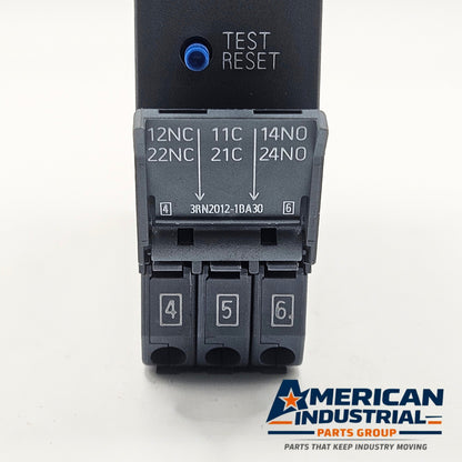 Siemens 3RN2012-1BA30 SIRIUS Thermistor Motor Relay industrial automation/MRO motor protection relay component. American Industrial Parts Group.