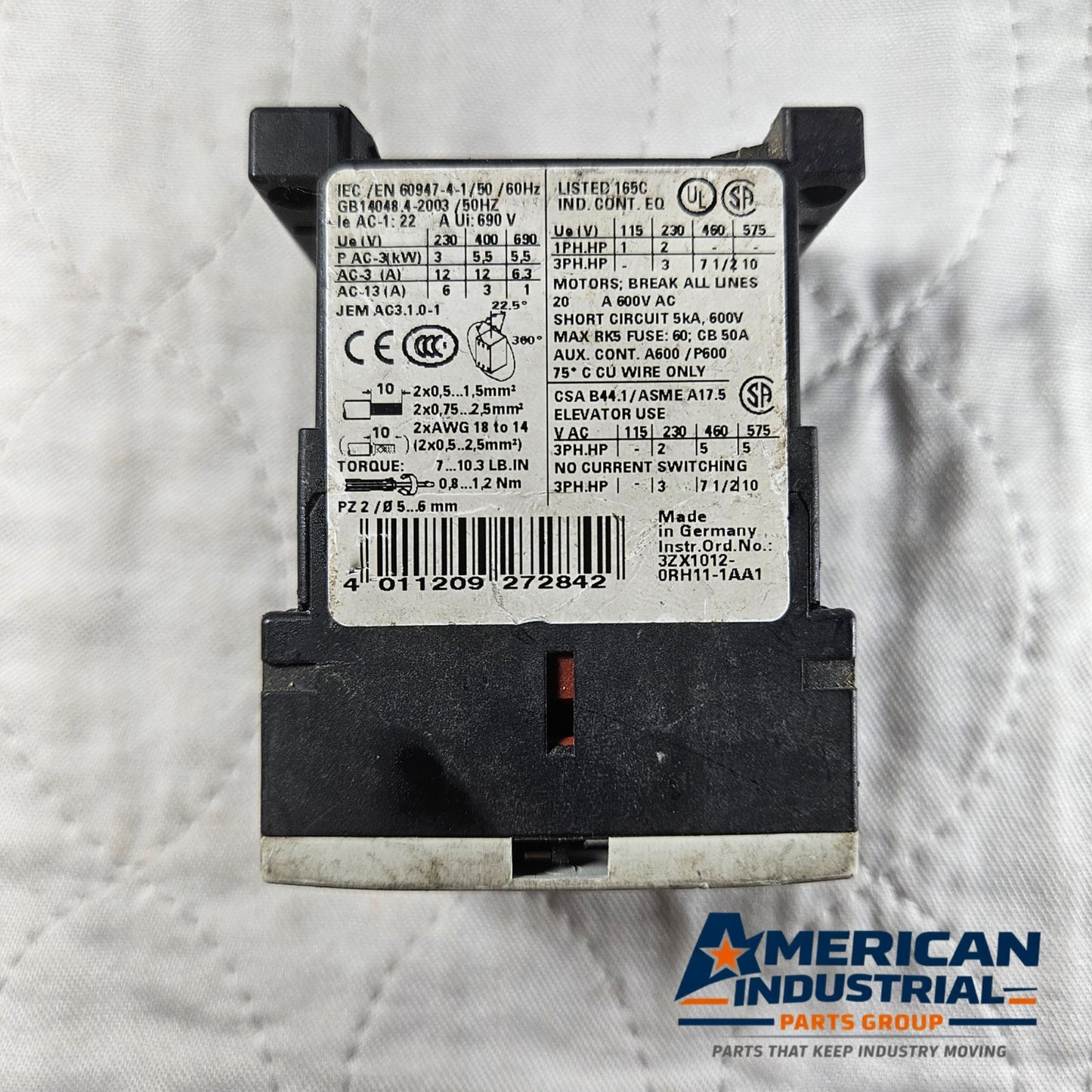 Siemens SIRIUS 3RT1017-1AP01 contactor 3-pole 230V coil for motor control and industrial automation systems