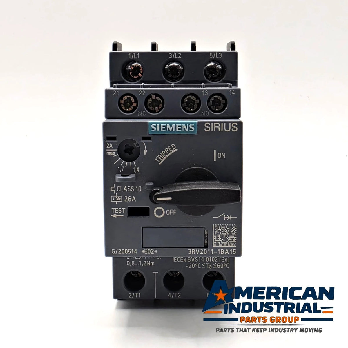 Siemens SIRIUS 3RV2011-1BA15 motor starter protector 1.4-2A S00 Class 10 for motor control panels from American Industrial Parts Group