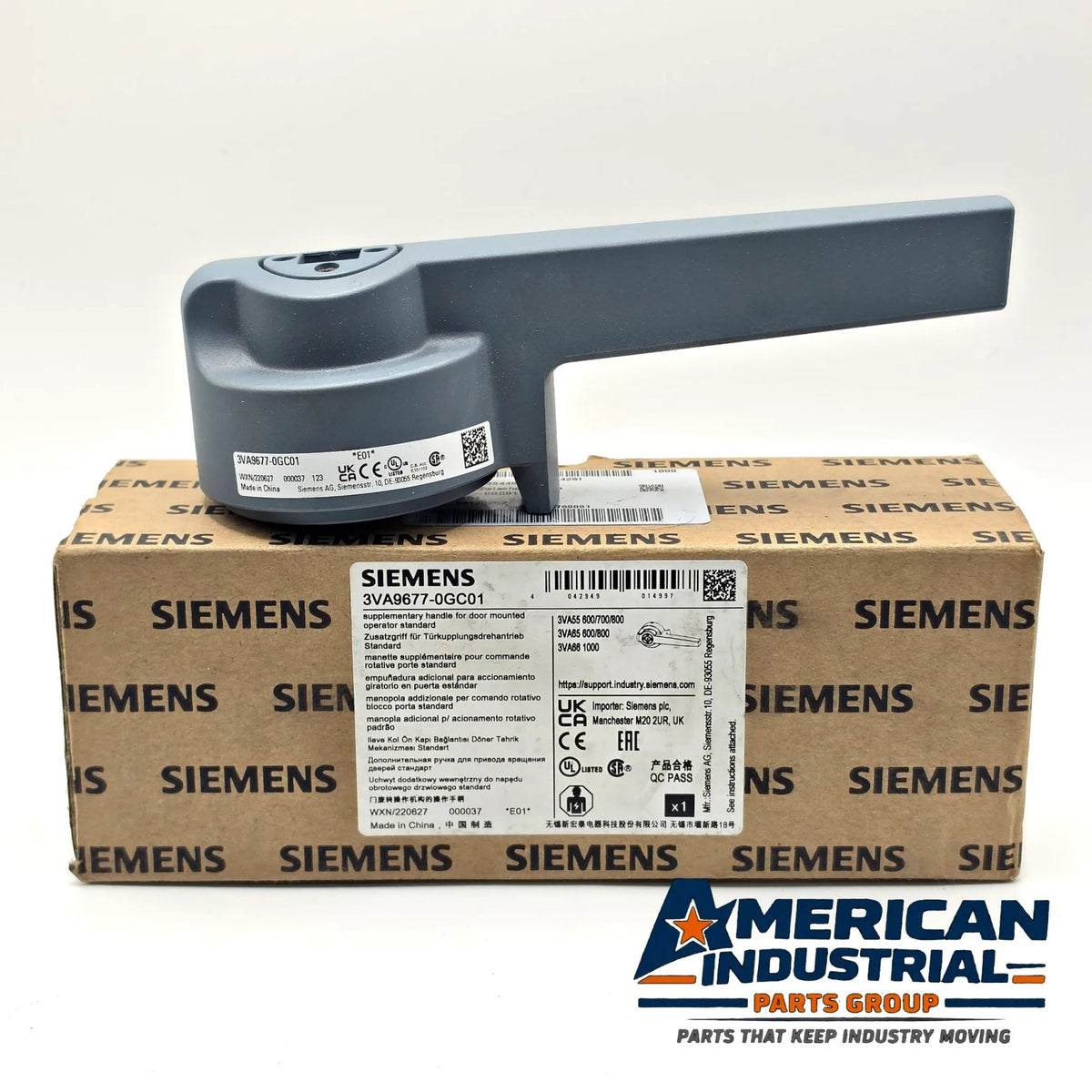 Siemens 3VA9677-0GC01 supplementary handle for 3VA breaker door-mounted rotary operator from American Industrial Parts Group