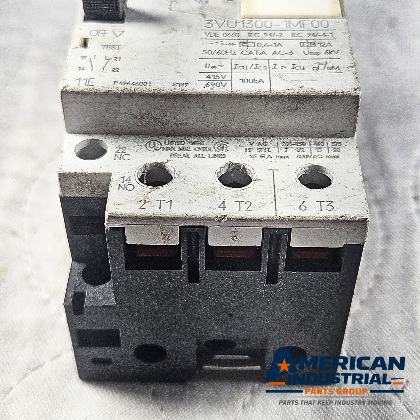 Siemens 3VU1300-1MF00 motor starter protector 0.6-1A for motor control and industrial automation systems
