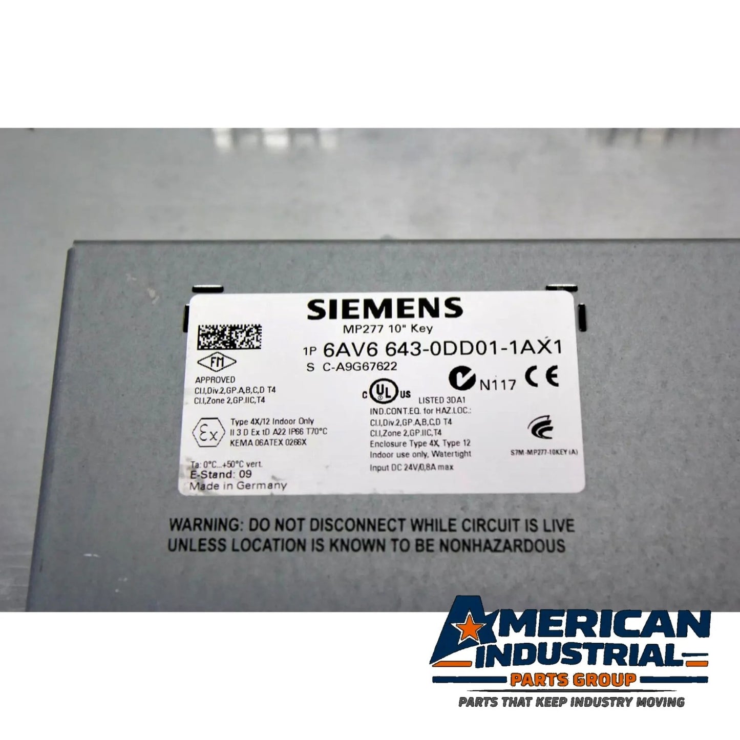 Siemens 6AV6643-0DD01-1AX1 SIMATIC MP 277 10.4 inch key HMI multi panel operator interface for industrial machine control